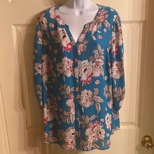 Catherines Blue Floral Blouse